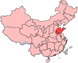 Shandong is highlighted on this map