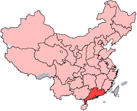 Guangdong is highlighted on this map