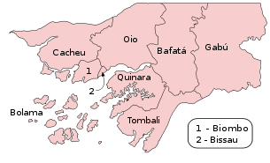 Map of the regions of Guinea-Bissau