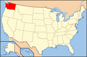 Map of the United States with Washington highlighted
