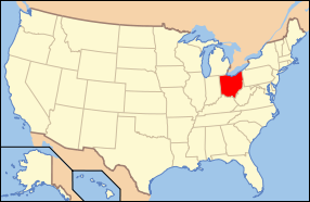 Map of the United States with Ohio highlighted