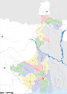 Map indicating the location of Kolkata (কলকাতা)