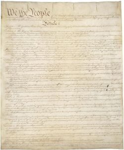 Page one of the original copy of the Constitution