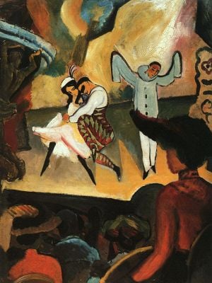 painting of a ballet performance on stage