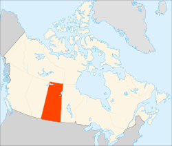 Map of Canada with Saskatchewan highlighted