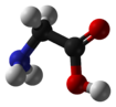 Ball-and-stick model of the glycine molecule