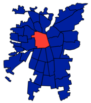 Location of Santiago commune in Greater Santiago