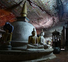 Seated Buddha statue at Dambulla cave temple