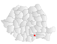 Location of Bucharest within Romania (in red)