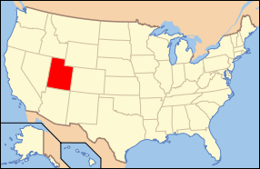 Map of the United States with Utah highlighted