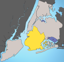 Location of Brooklyn shown in yellow