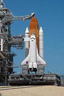 Space Shuttle Atlantis on the launch pad prior to the STS-115 mission.