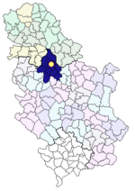 Location of Belgrade within Serbia