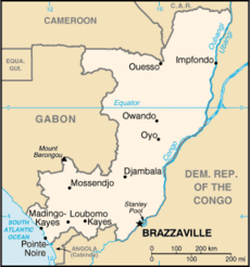 Map of the Republic of the Congo.