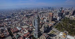 Skyline of Mexico City with the Torre Latinoamericana