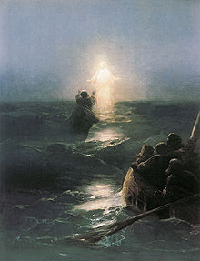 An artist's depiction of the miracle of Jesus Walking on Water, by Ivan Aivazovsky (1888).