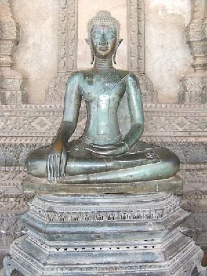 bronze Statue of the Buddha in meditation position, Haw Phra Kaew, Vientiane Laos