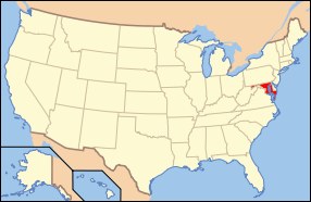 Map of the United States with Maryland highlighted