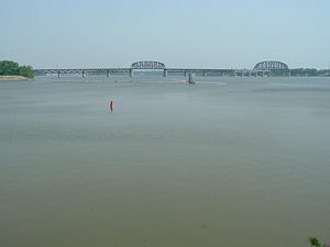 The widest point on the Ohio River is just west of downtown Louisville, Kentucky, where it is one mile wide