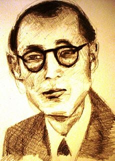 Drawing of Ahn Eak-tae based on a 1955 photo.