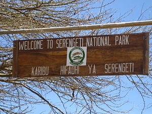 Serengeti National Park Entrance Sign