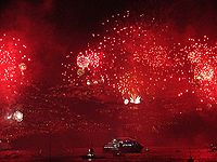 The fireworks celebrations ringing in the New Year; Madeira is known for its annual New Year's fireworks display
