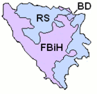 Bosnia and Herzegovina comprises the Federation of Bosnia and Herzegovina (FBiH), Republika Srpska (RS), and Brčko District (BD).