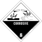 Dangerous goods label for hydrochloric acid: corrosive