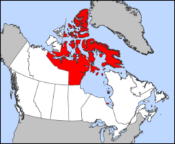 Map of Canada with Nunavut highlighted
