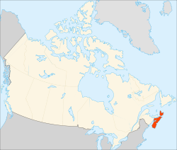 Map of Canada with Nova Scotia highlighted