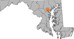 Location of Baltimore in Maryland