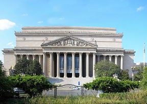 The National Archives building Constitution Avenue facade