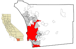 Location of San Diego within San Diego County