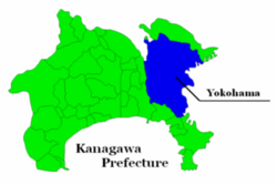 Location of Yokohama in Kanagawa