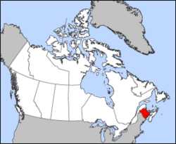 Map of Canada with New Brunswick highlighted