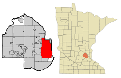 Location in Hennepin County and the state of Minnesota