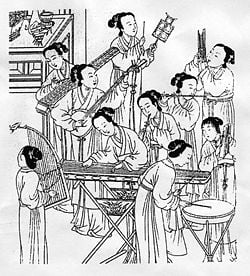 Chinese orchestra with various instruments