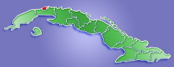 Position of Havana in Cuba