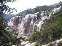Pearl Waterfall is one of the many multi-level waterfalls in Jiuzhaigou.