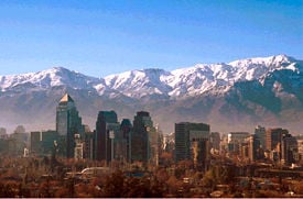 Santiago, Chile and the Andes mountains in the background