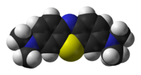 Space-filling model of methylene blue in its oxidised form