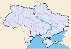 Map of Ukraine with Kiev highlighted