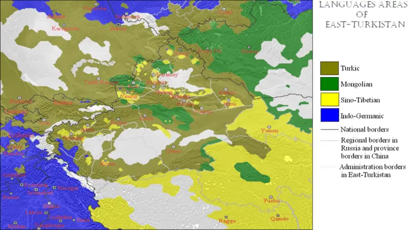 File:Languages areas of East-Turkistan.png