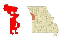 Location in Jackson, Clay, Platte, and Cass Counties in the state of Missouri.
