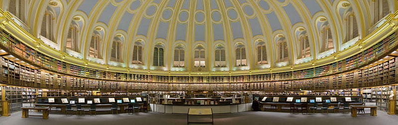 The British Museum Reading Room, London. This building used to be the main reading room of the British Library; now it is itself a museum exhibit.