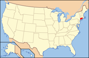 Map of the United States with Connecticut highlighted
