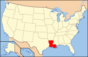 Map of the United States with Louisiana highlighted
