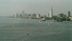 Lagos Island as seen from the harbor near Victoria Island.