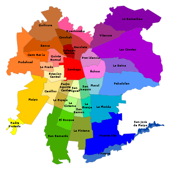 Mapa de Santiago y sus comunas