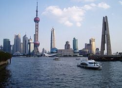 A section of Shanghai's Pudong, east bank of Huangpu River.